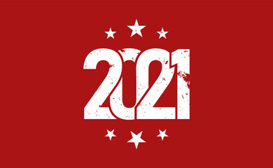 2021 banner with the star on red background