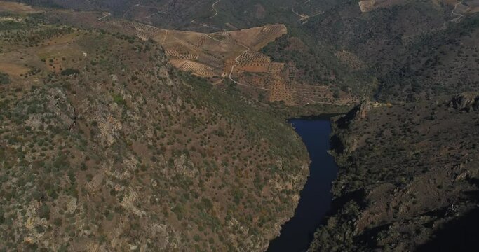 Arribes del Duero. Beautiful Landscape in Salamanca,Spain. Aerial Drone Footage
