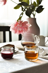 Five o'clock tea with jam and candies