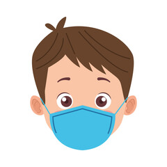 little boy wearing medical mask head character
