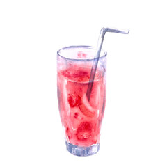 Hand drawn watercolor food and drink illustration