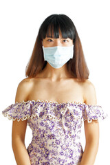 donna asiatica mascherina protezione