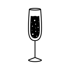 champagne glass cup silhouette style icon design, Alcohol drink bar and beverage theme Vector illustration