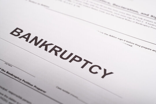 Close-up bankruptcy petition document.