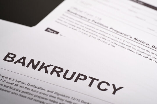 Close-up bankruptcy petition document.