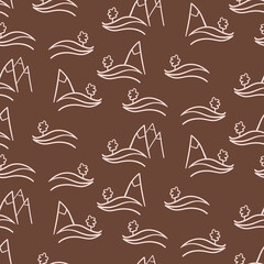 Landscape doodle seamless vector pattern. Simple surface print design for fabrics, stationery, and packaging.