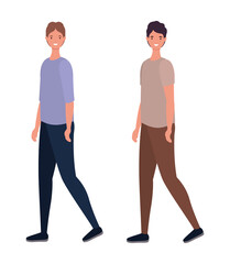 Fototapeta premium Men avatars cartoons design, Man boy male person and people theme Vector illustration
