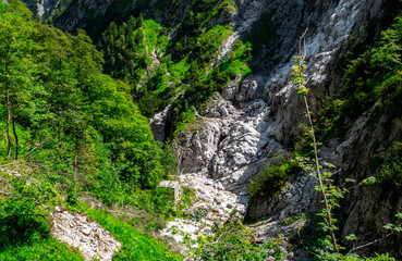 Fototapeta premium german, germany, bavaria, bayern, bavarian, alps, mountains, stream, water, waterfall, gorge, klamm, clear, sunny, nature, scenery, scenics, rock, 