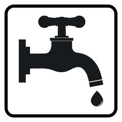 Water Tap Symbol, Black water tap in white background drawing by illustration. Water allowed icon