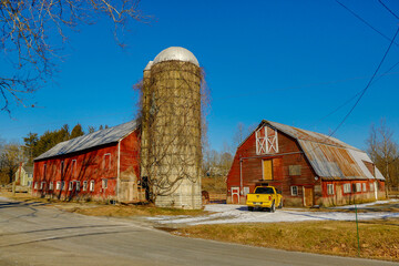 Bethlehem, New Jersey   A rural farm scene, with two red barns, near Clinton, New Jersey © Bob