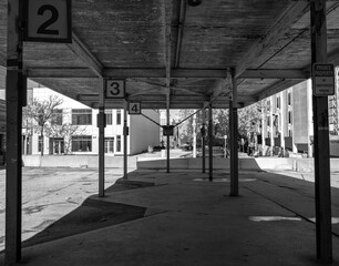 abandoned bus station B&W 