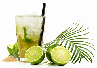 Caipirinha Cocktail on white Background - Isolated