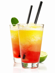 Frozen Campari Orange Cocktail on white Background - Isolated