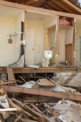 Damage to beach homes on the New Jersey shore in the aftermath of hurrican Sandy