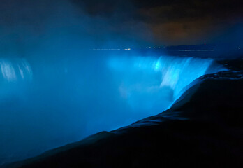 Niagara Falls with blue light
