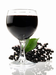 Elderberry Wine on white Background - Isolated