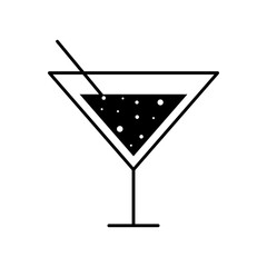 martini cocktail glass cup with straw silhouette style icon design, Alcohol drink bar and beverage theme Vector illustration