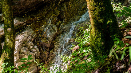 german, germany, bavaria, bayern, bavarian, alps, mountains, stream, water, waterfall, gorge, klamm, clear, sunny, nature, scenery, scenics, rock,
