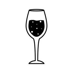 white wine glass cup silhouette style icon design, Alcohol drink bar and beverage theme Vector illustration