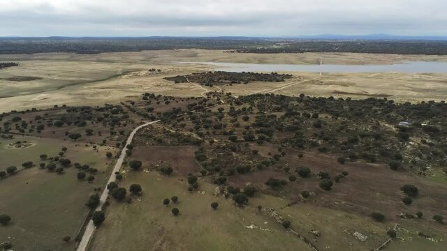 Landscape in Salamanca,Spain. Aerial Drone Footage