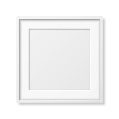 Vector 3d Realistic Square White Wooden Simple Modern Frame Icon Closeup Isolated on White. It can be used for presentations. Design Template for Mockup, Front View