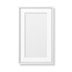 Vector 3d Realistic Vertical White Wooden Simple Modern Frame Icon Closeup Isolated on White. It can be used for presentations. Design Template for Mockup, Front View