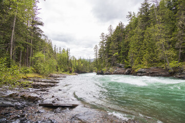 McDonald Creek and mountain background
