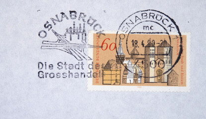 briefmarke stamp gesgempelt used vintage retro alt old slogan Post letter mail brief Osnabrück...
