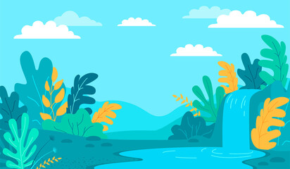 Fototapeta na wymiar Colorful summer landscape vector illustration