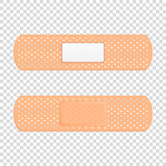 Vector 3d Realistic Medical Patch Icon Set Closeup Isolated on Transparent Background. Design Template Adhesive Bandage Elastic Medical Plasters. Top View