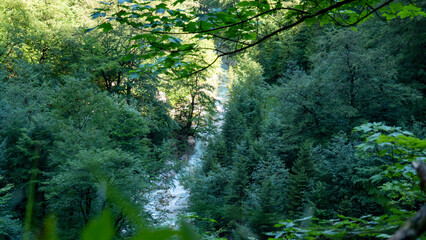 Obraz premium Clear water streams through gorge