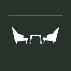 Table and chairs . Vector icon for web design isolated on black background