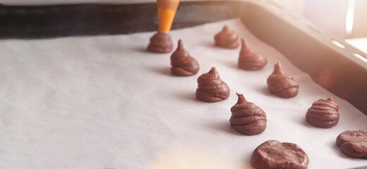 chocolate cookies on baking paper