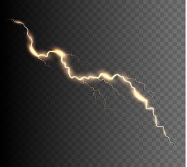 The power of lightning and shock discharge, thunder, radiance. Thunder bolt isolated.