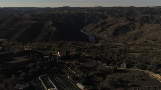Arribes del Duero. Landscape in mountains of Salamaca,Spain. Aerial Drone Footage