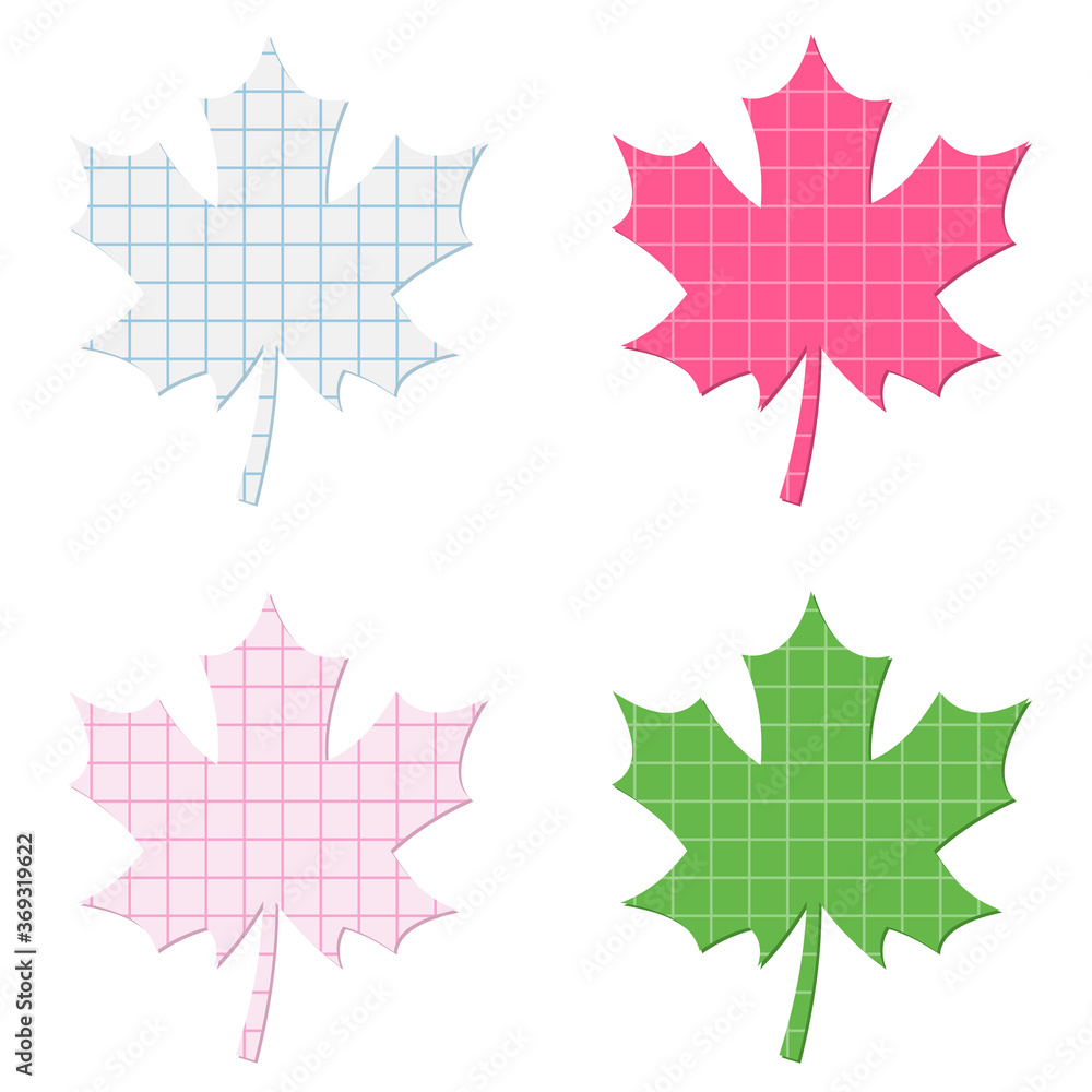 Wall mural maple leaf shape cut out of squared graph paper
