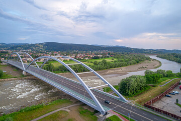 Nowy Sącz, nowy most na rzece Dunajec - obrazy, fototapety, plakaty
