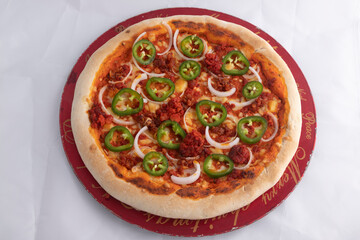 pizza with tomato and chili