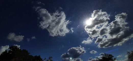 Obraz na płótnie Canvas Sunshine Behind Transparent White Cloudy Sky 