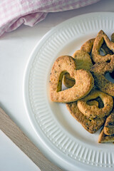 Homemade cookies heart for valentine's day close up