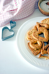 Homemade cookies heart for valentine's day close up