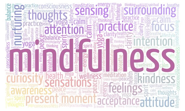 Mindfulness word cloud isolated on a white background