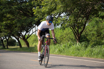 men are cycling road bike in the morning