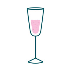 champagne glass cup line and fill style icon design, Alcohol drink bar and beverage theme Vector illustration