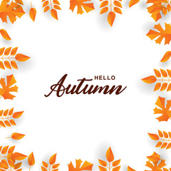 Hello autumn border and frame design for interior and element design