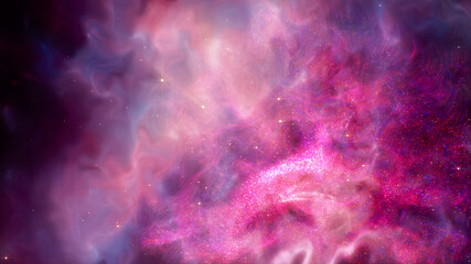 Space background with realistic nebula and shining stars. Colorful cosmos with stardust and milky way. Magic color galaxy. Infinite universe and starry night.