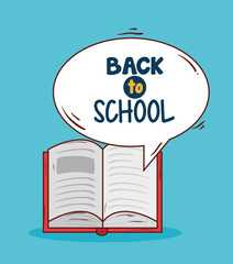back to school banner with open book vector illustration design