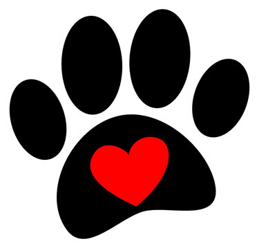 Red Heart And Dog Paw Love  