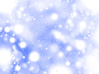 Abstract winter white and blue bokeh background with defocused circles