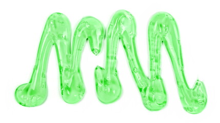 Green transparent gel isolated on white background, with clipping path